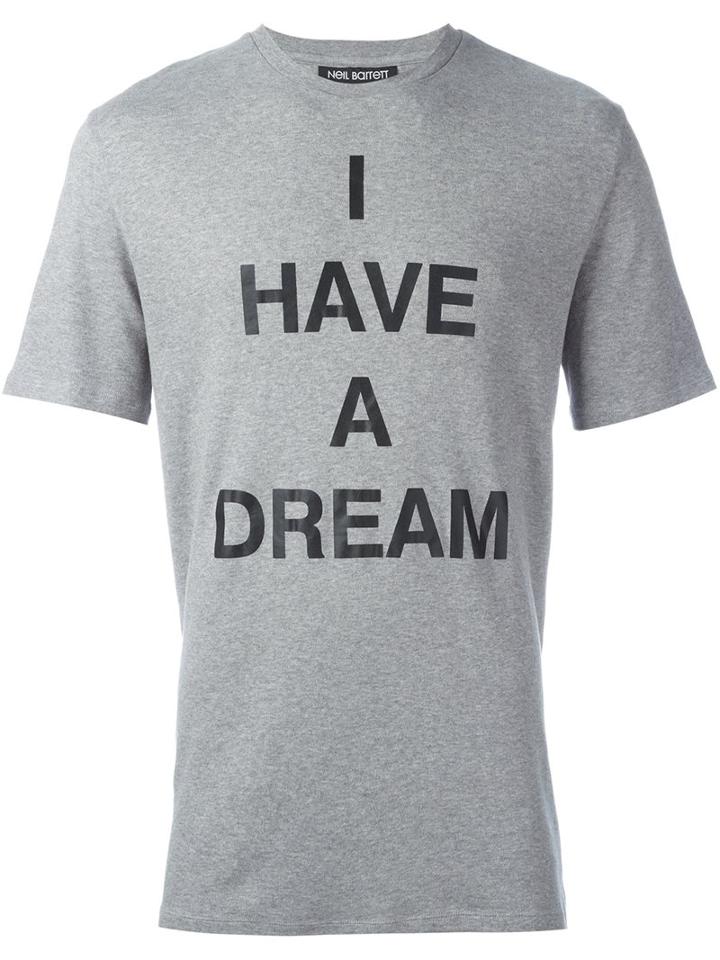 Neil Barrett I Have A Dream Print T-shirt, Men's, Size: Xs, Grey, Cotton