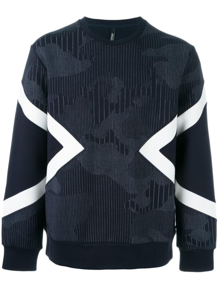 Neil Barrett Colour Block Sweatshirt, Men's, Size: Xl, Blue, Cotton/lyocell/viscose/spandex/elastane