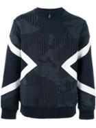 Neil Barrett Colour Block Sweatshirt, Men's, Size: Xl, Blue, Cotton/lyocell/viscose/spandex/elastane