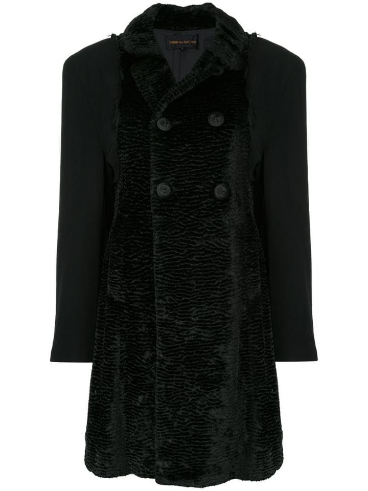 Comme Des Garçons Pre-owned Textured Double-breasted Coat - Black