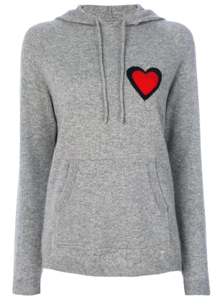 Chinti & Parker Cashmere Heart Burst Hoodie - Grey