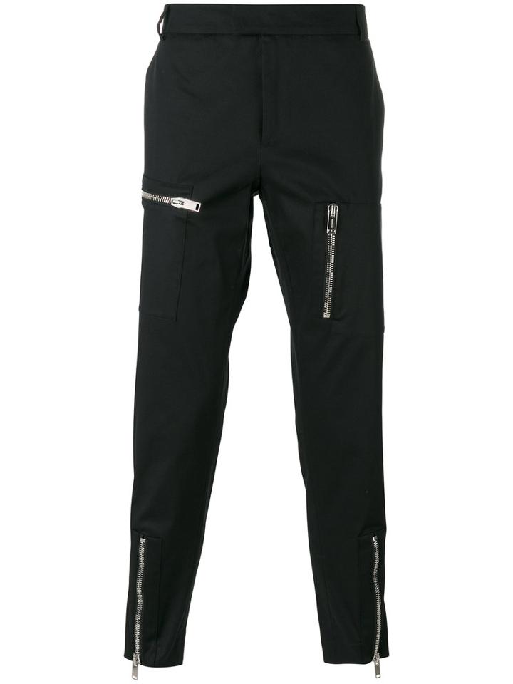 Les Hommes Multiple Zips Cropped Trousers, Men's, Size: 50, Black, Cotton/spandex/elastane
