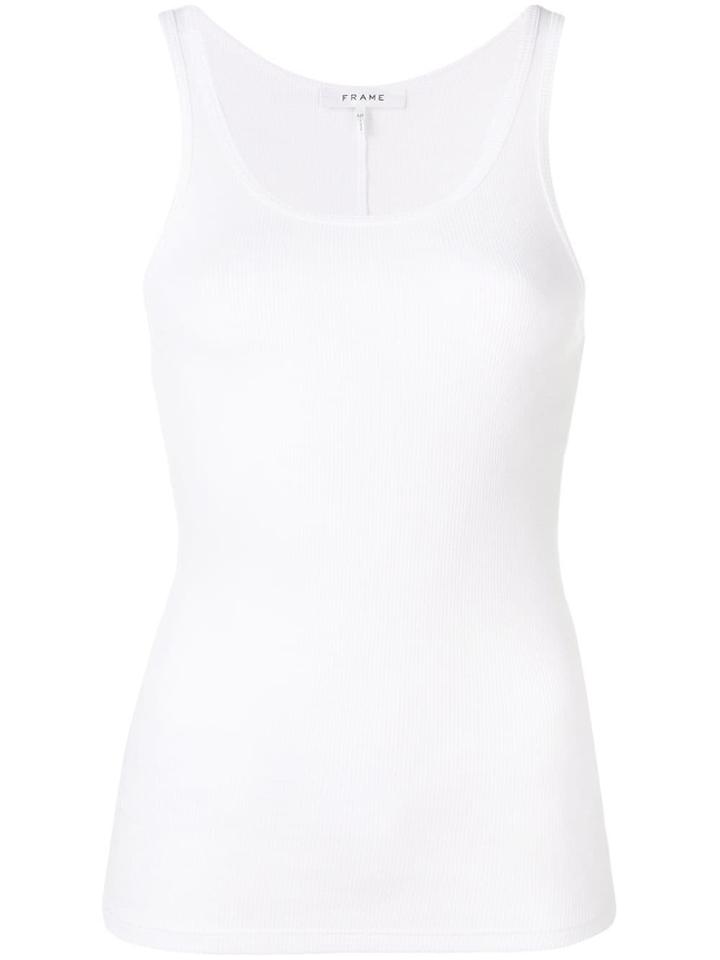 Frame Ribbed Tank Top - White