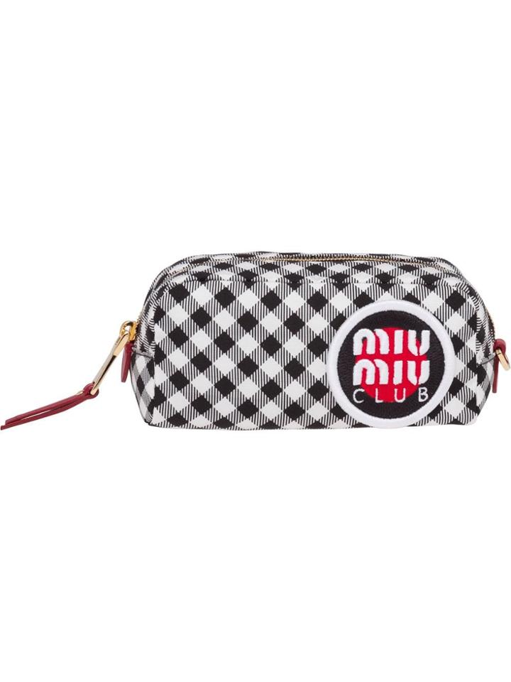 Miu Miu Vichy Check Faille Make-up Bag - Black
