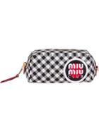 Miu Miu Vichy Check Faille Make-up Bag - Black
