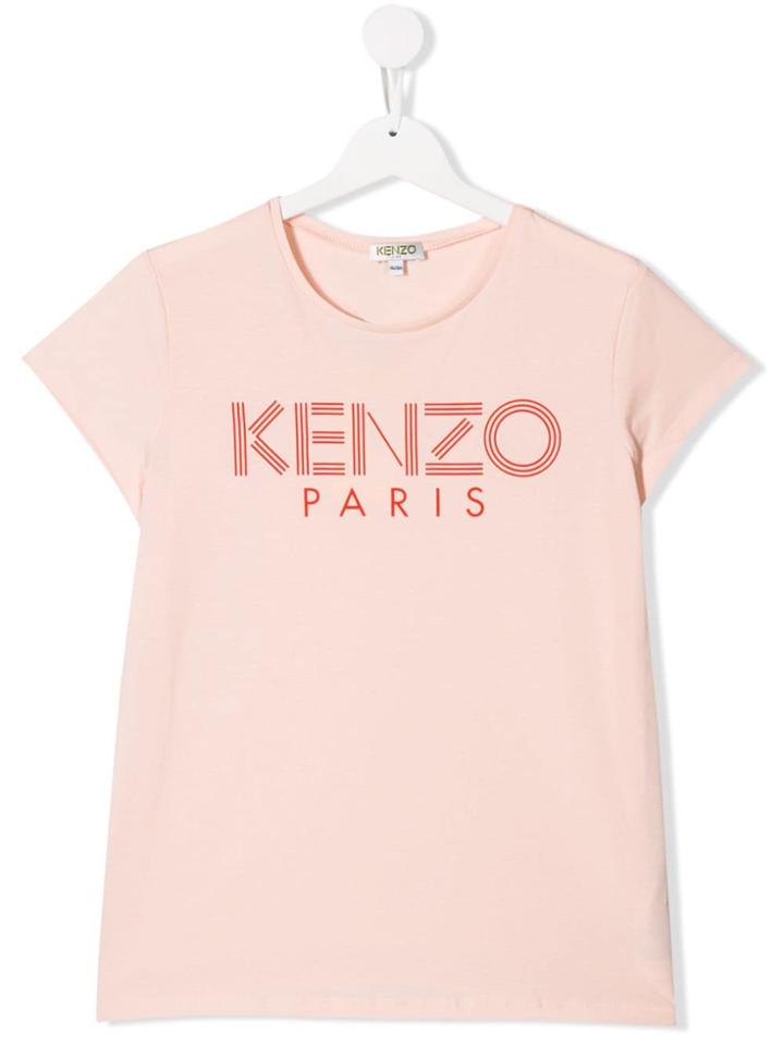 Kenzo Kids Teen Logo Printed T-shirt - Pink