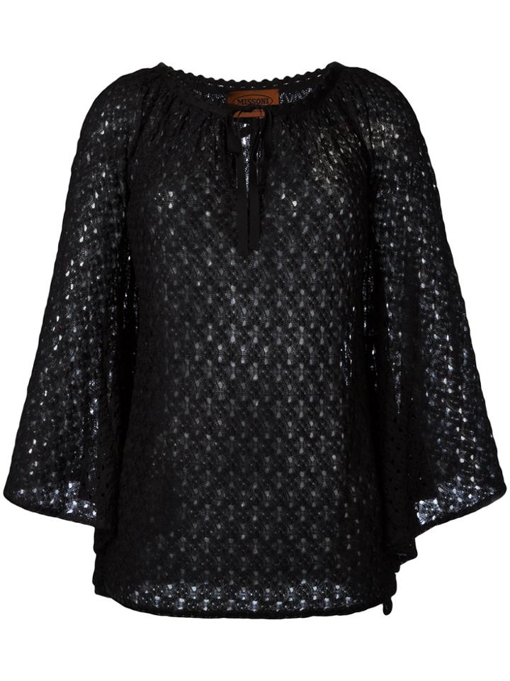 Missoni Drawstring Neck Knitted Blouse - Black