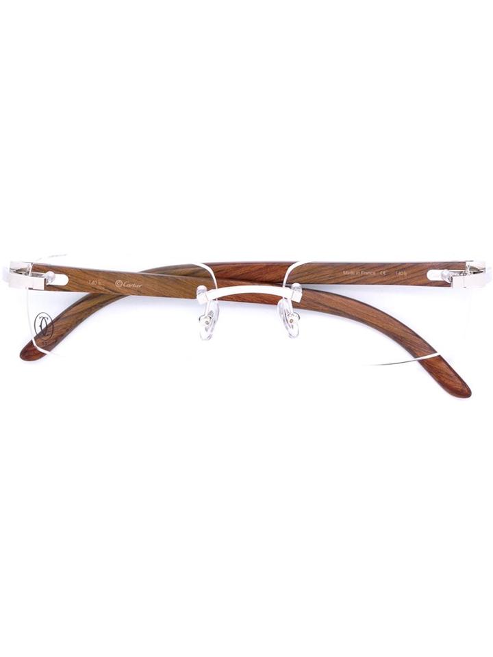 Cartier 'décor C' Optical Glasses, Brown, Wood/metal (other)/platinum