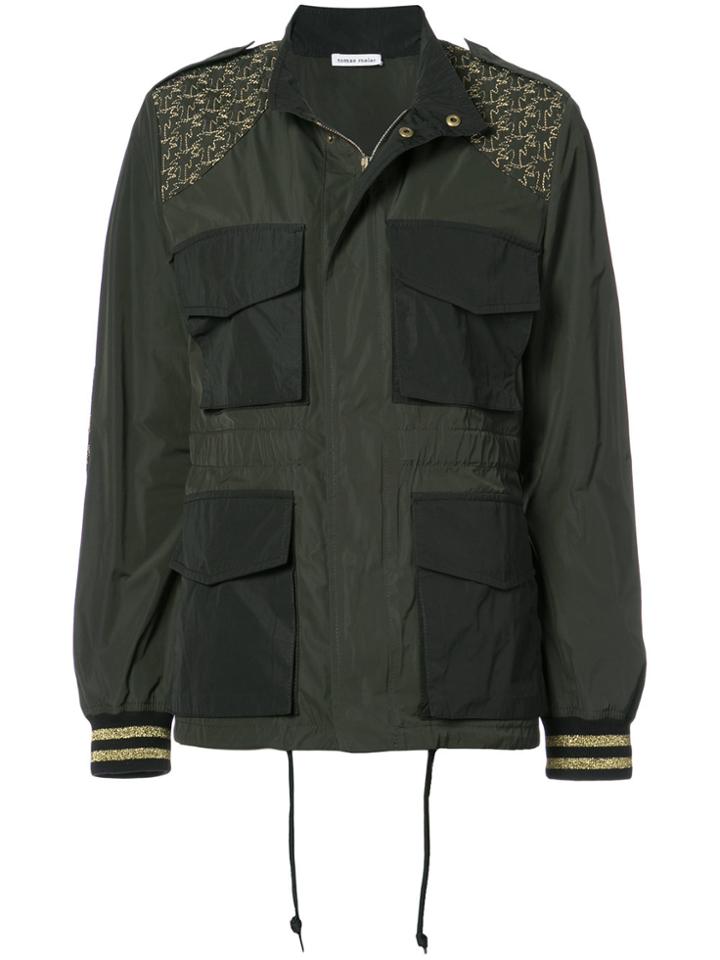 Tomas Maier Palm Tree Embroidered Pocket Front Jacket - Black