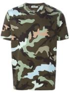 Valentino Rockstud Camouflage T-shirt, Men's, Size: M, Green, Cotton