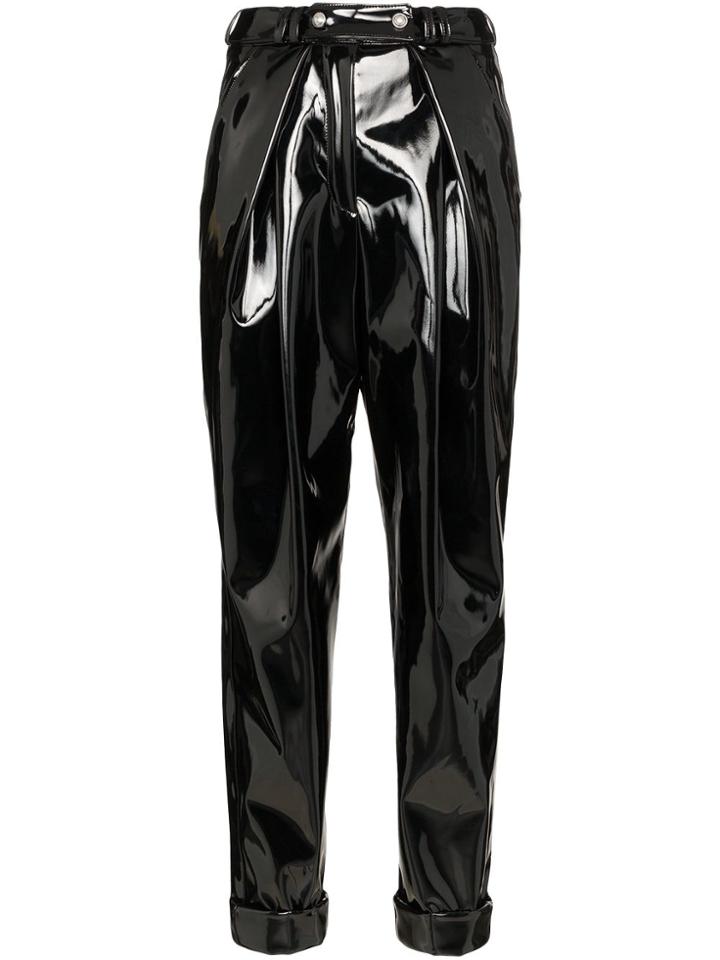 Balmain High-rise Vinyl Trousers - Black