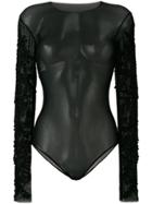 Alberta Ferretti Embellished Semi-transparent Top - Black