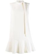 Valentino Tie Neck Shift Dress - White