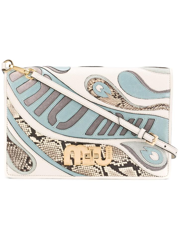 Miu Miu Psychedelic Leather Logo Shoulder Bag - Blue