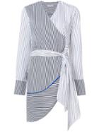 Tome - Asymmetric Wrap Striped Blouse - Women - Cotton - S, White, Cotton