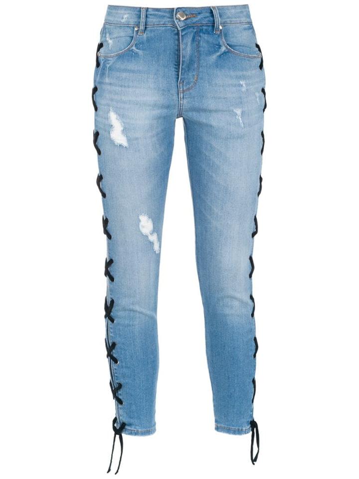 Amapô Lace-up Skinny Jeans - Blue