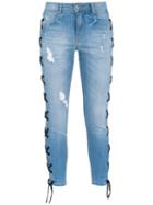 Amapô Lace-up Skinny Jeans - Blue
