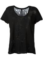 Unravel Project Distressed T-shirt, Women's, Size: Large, Black, Cotton