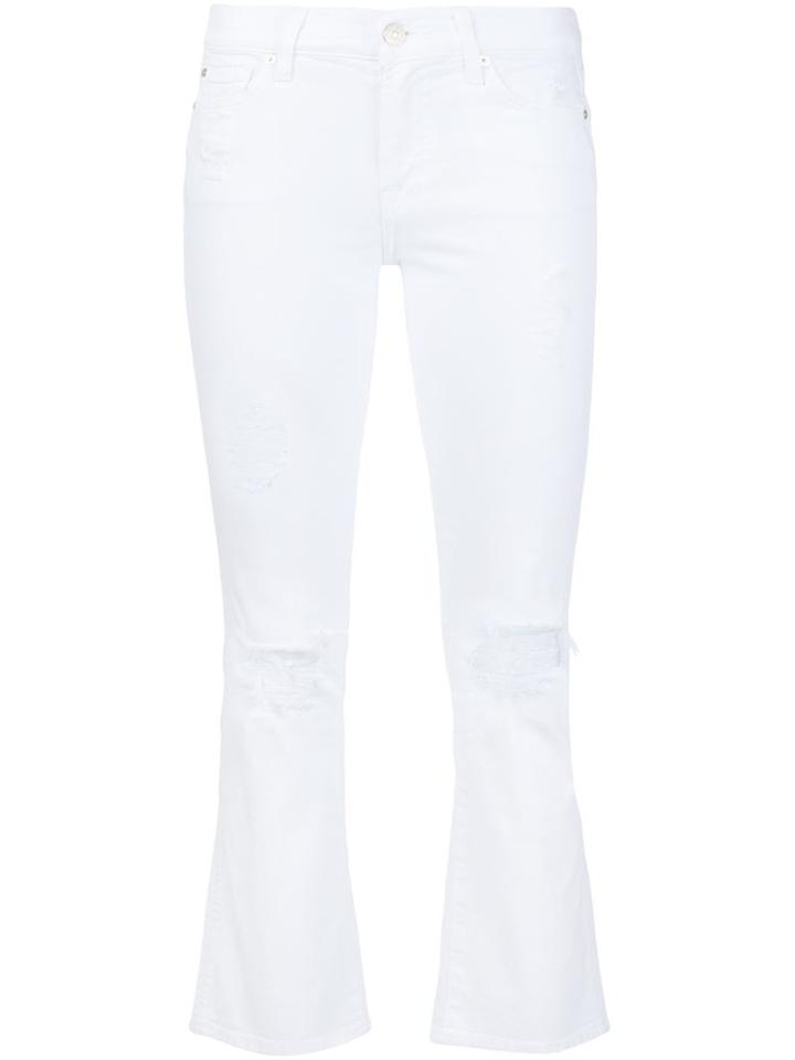 7 For All Mankind Cropped Bootcut Jeans, Women's, Size: 31, White, Cotton/spandex/elastane