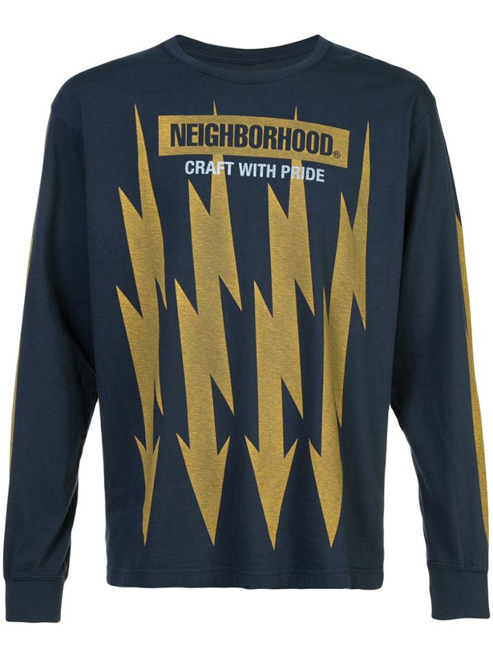 Neighborhood Lightning Bolt Print Sweatshirt - Blue