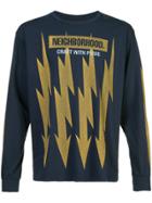 Neighborhood Lightning Bolt Print Sweatshirt - Blue