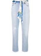 Off-white Distressed Cropped Jeans - Blue