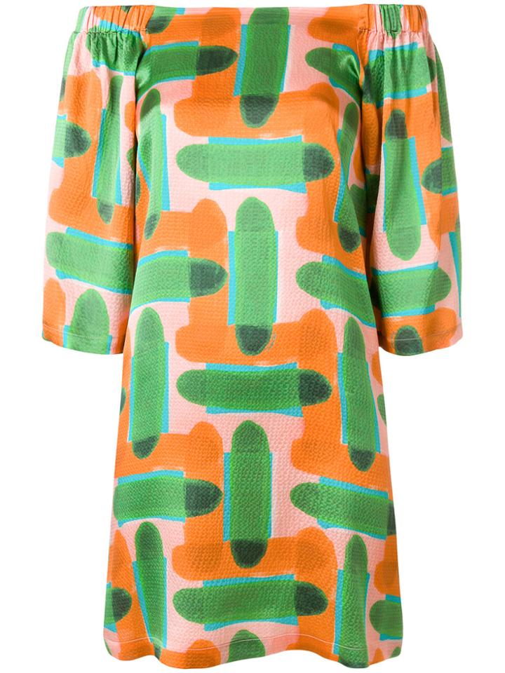 L'autre Chose Abstract Print Off-the-shoulder Dress - Multicolour