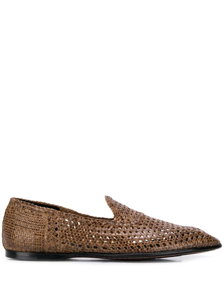 Dolce & Gabbana Hand-woven Slippers - Brown