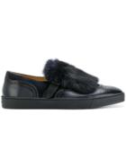 Santoni Slip On Fur Loafers - Blue