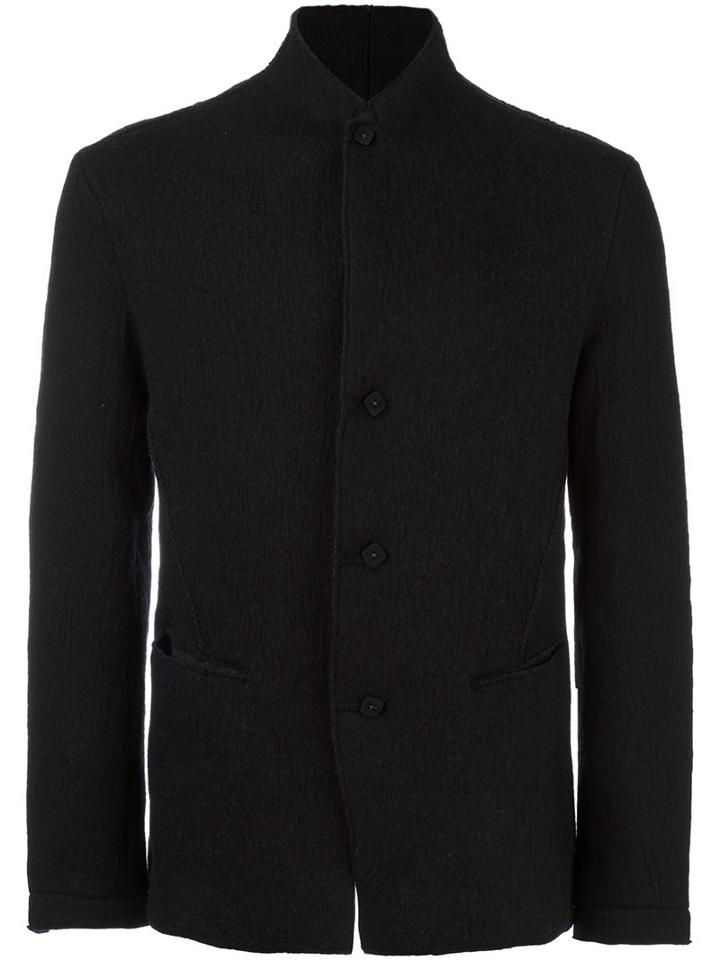 Transit Buttoned Blazer, Men's, Size: Large, Black, Linen/flax/virgin Wool
