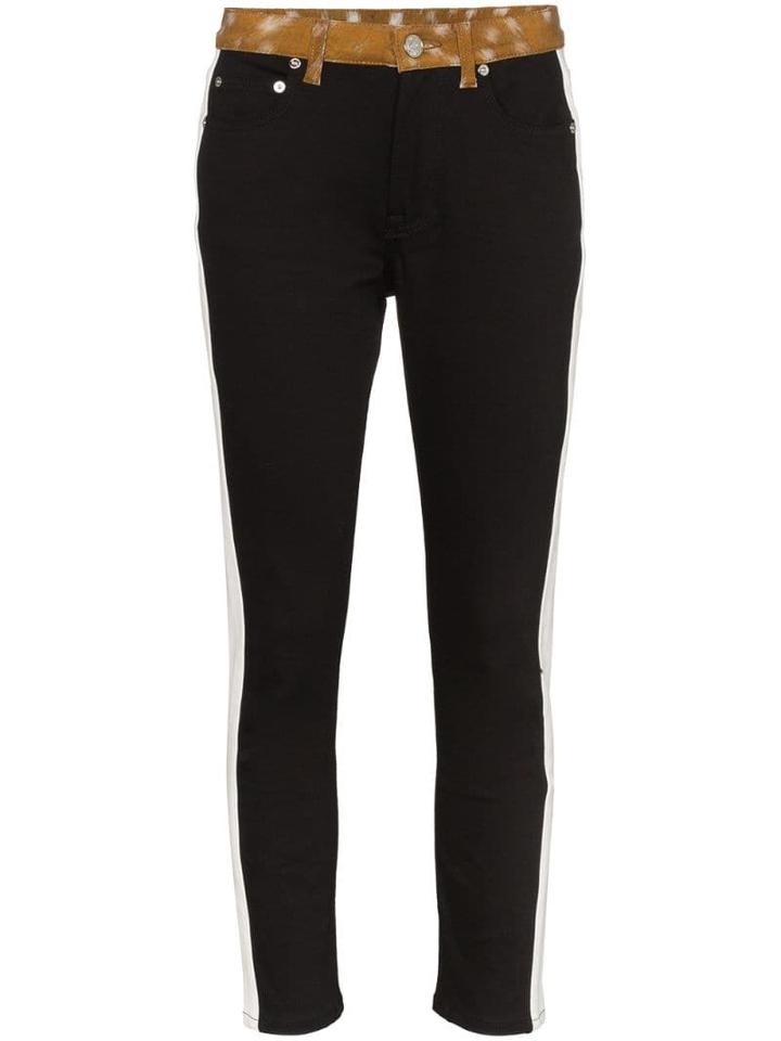 Burberry Straight-fit Deer-print Trim Jeans - Black