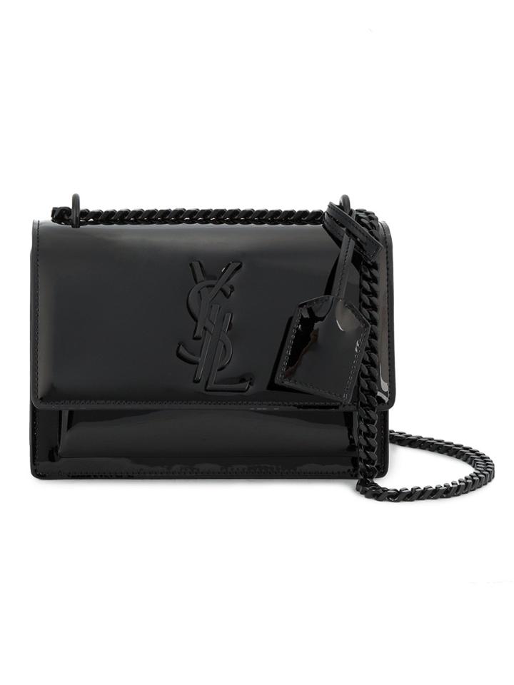 Saint Laurent Black Patent Sunset Monogram Bag