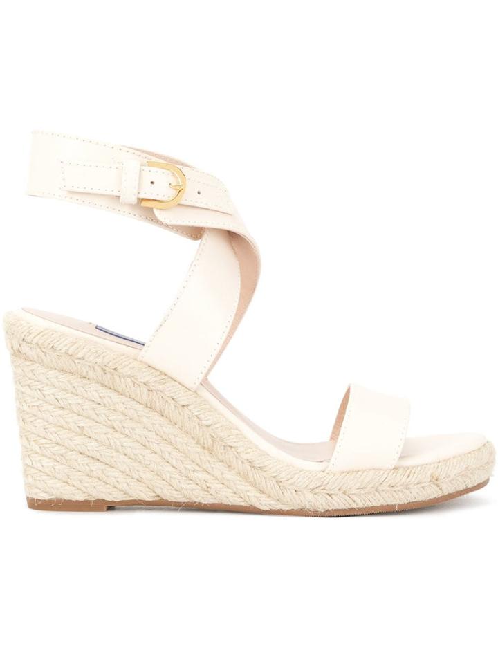 Stuart Weitzman Ivory Leather Espadrilles - White