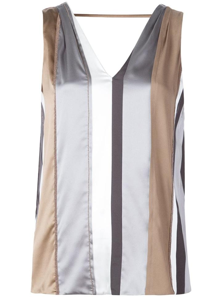 Brunello Cucinelli Striped Sleeveless Top - Brown