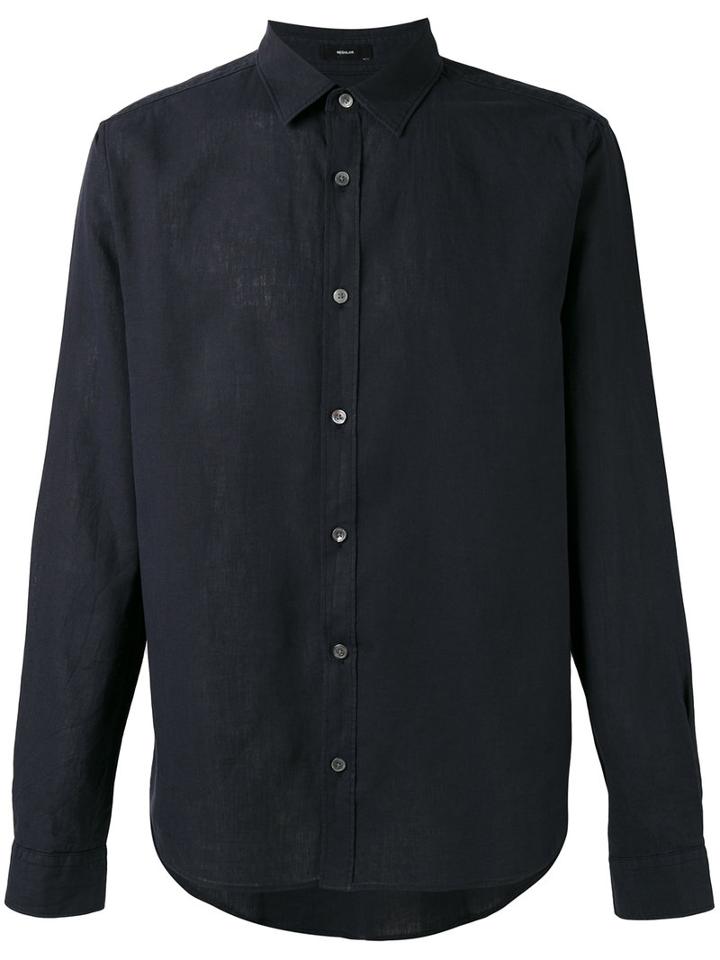 Closed Plain Shirt, Men's, Size: Medium, Blue, Linen/flax/cotton