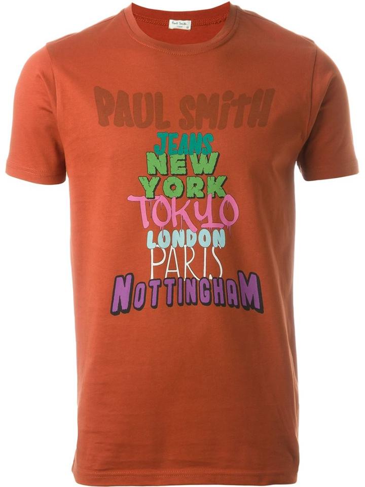Paul Smith Jeans Front Print T-shirt, Men's, Size: L, Red, Organic Cotton