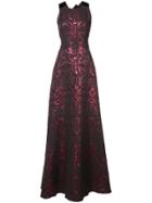 Badgley Mischka Embroidered Fitted Gown