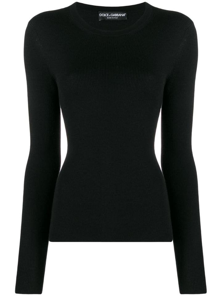 Dolce & Gabbana Ribbed Fitted Long-sleeved Top - Black