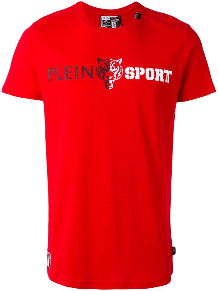Plein Sport Logo Print T-shirt, Men's, Size: Xl, Red, Cotton