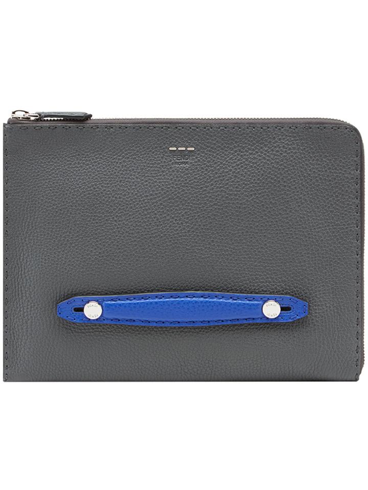 Fendi Zip Clutch - Grey