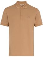 Burberry Logo Embroidered Short Sleeved Polo Shirt - Neutrals