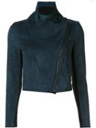 Yigal Azrouel Zip Up Biker Jacket, Women's, Size: 0, Green, Suede