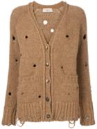 Maison Flaneur Ripped Cardigan - Brown