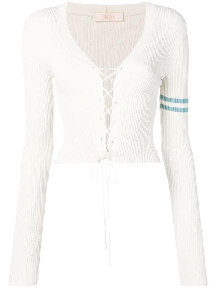 Ssheena Lace-up Cardigan - White