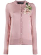 Dolce & Gabbana Cardigan With Flower Embroidery - Pink