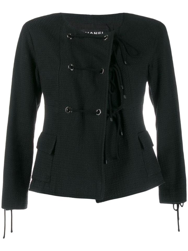Chanel Pre-owned 2007's Collarless Lace-up Jacket - Black