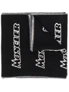 Moncler Logo Print Scarf - Black