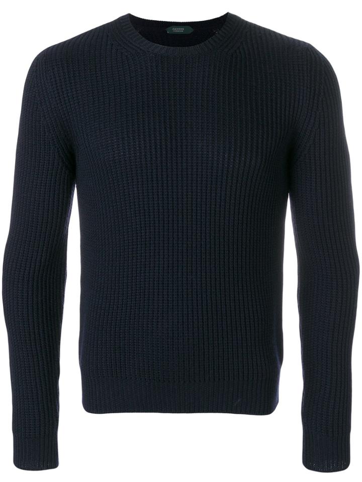 Zanone Ribbed Jumper - Blue