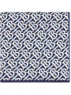 Burberry Monogram Print Silk Satin Pocket Square - Blue