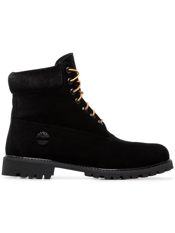 Off-white X Timberland Black Velvet Boots